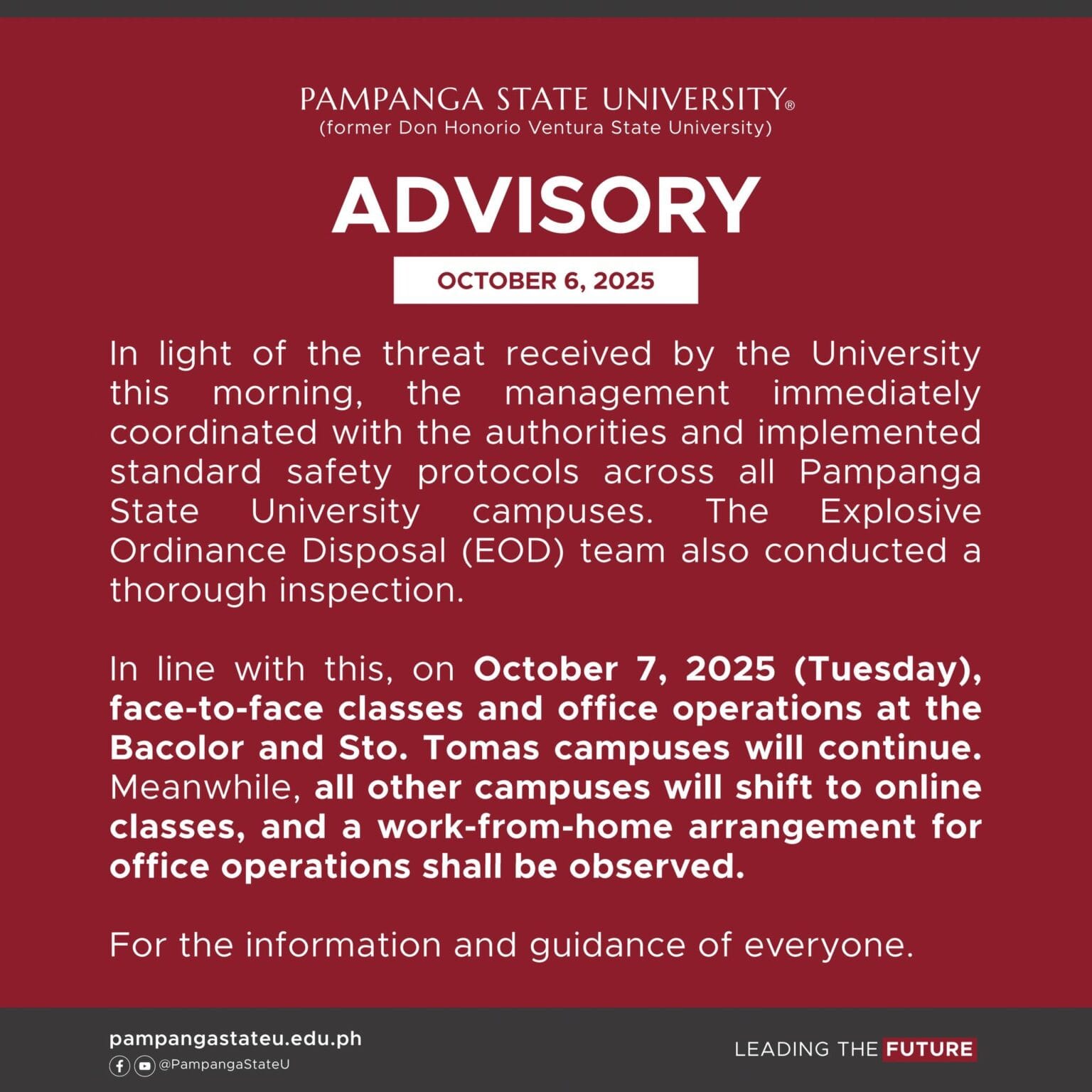 Photo from Pampanga State University Facebook Page